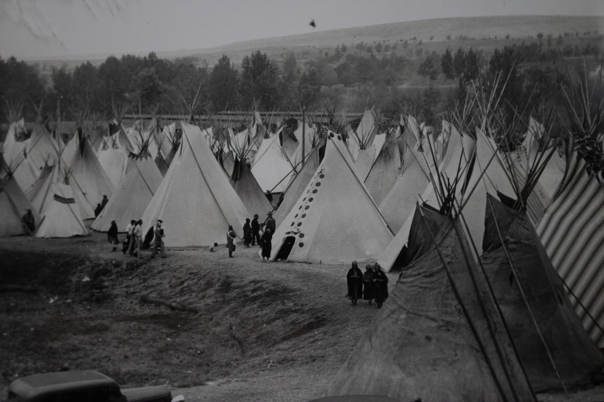 1937 Photograph of Indian Village & Teepees at Pendleton Round-Up in Oregon