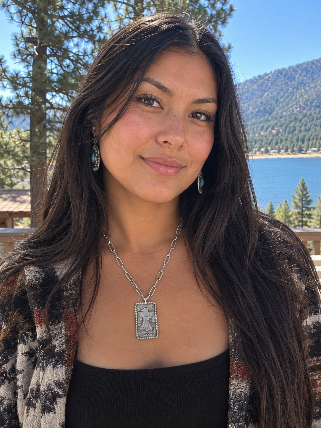 MANO Sterling Silver Thunderbird Pendant Necklace with Link Chain