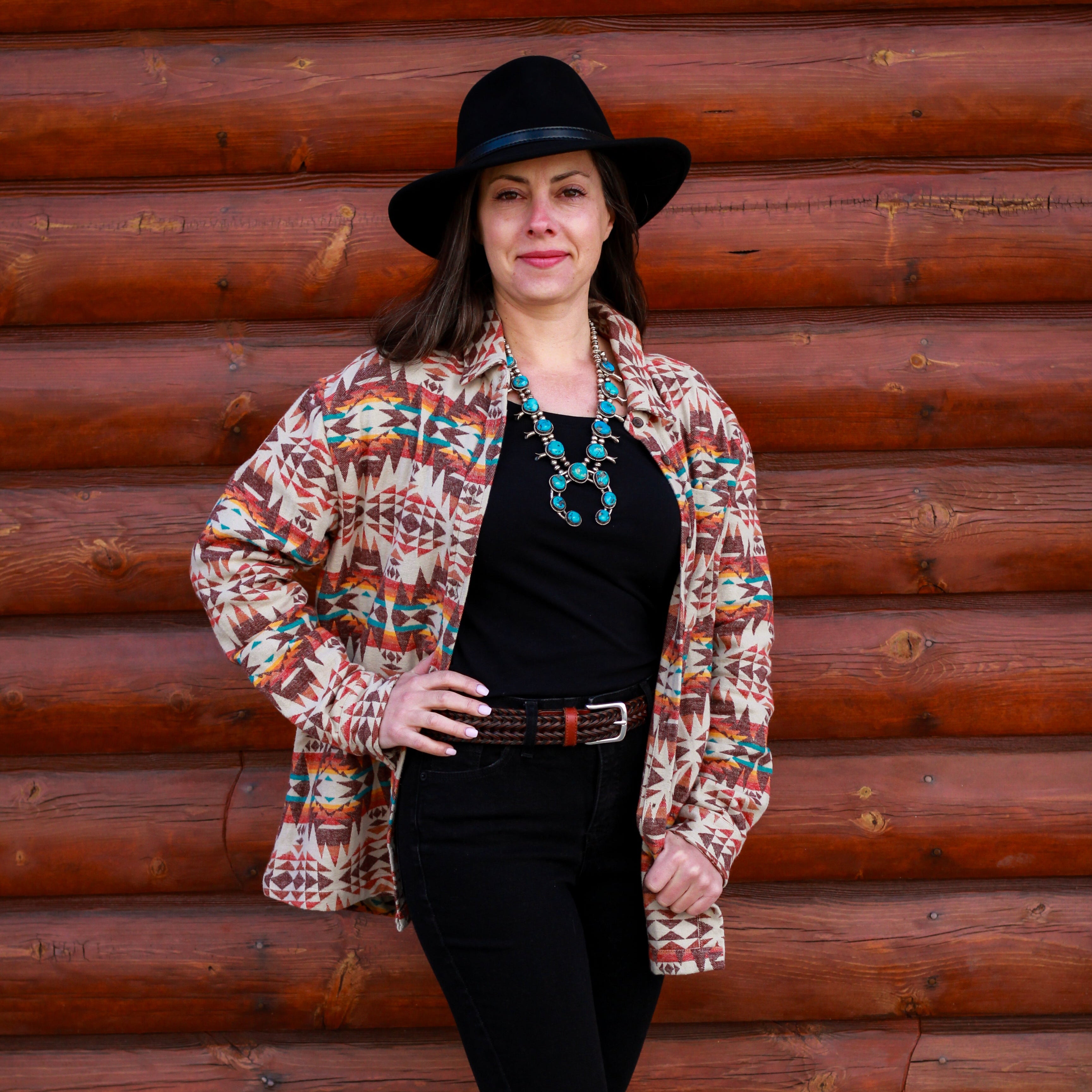 Mountain and Isles Button-Up Aztec Design