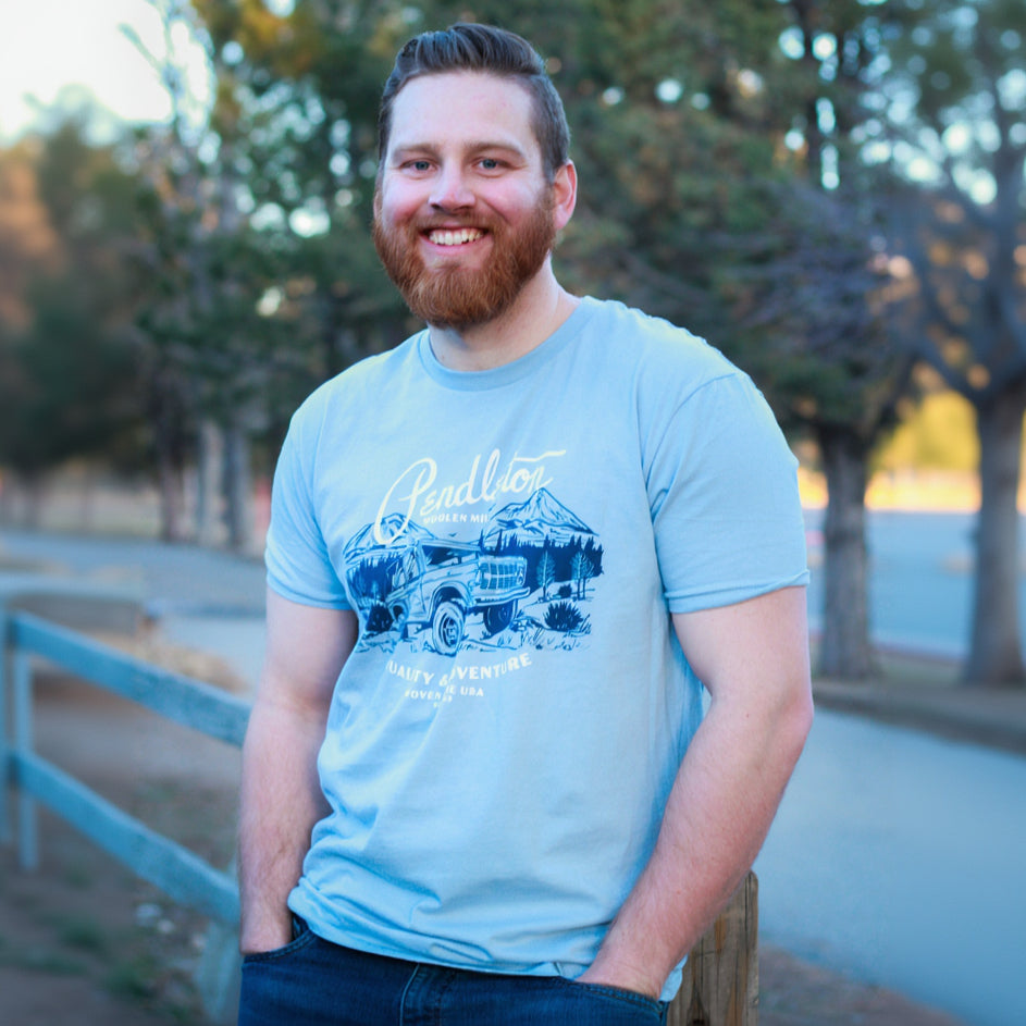 Pendleton Men's Short Sleeve Light Blue Off Road Graphic T-Shirt