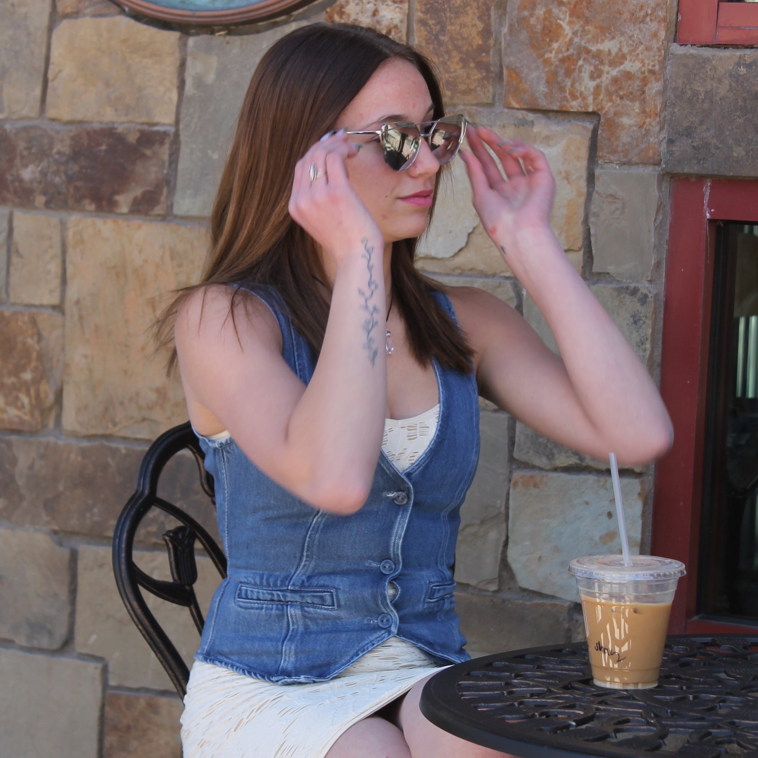 Young Fabulous & Broke Extra Small Denim Button-Up Vest Top