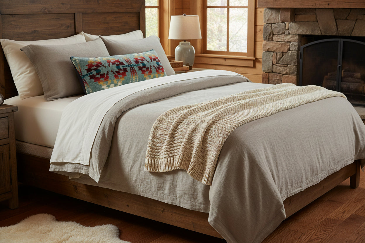 Pendleton Oversized Sherpa Bolster Pillow – Legend Lake Aqua