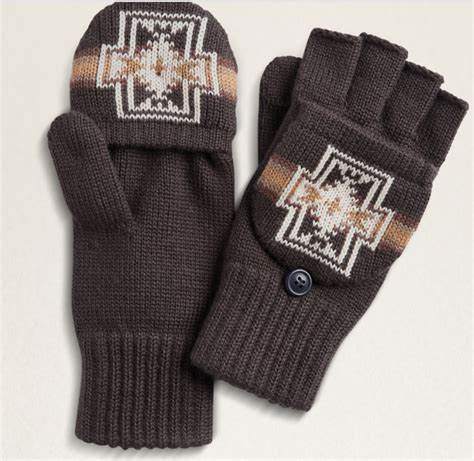 Pendleton Convertible Fingerless Mittens Harding Charcoal