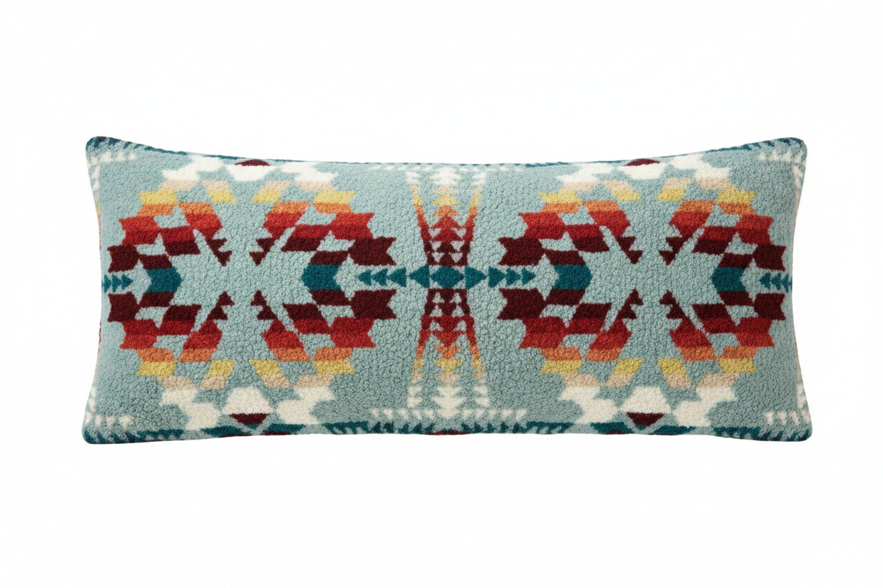Pendleton Oversized Sherpa Bolster Pillow – Legend Lake Aqua