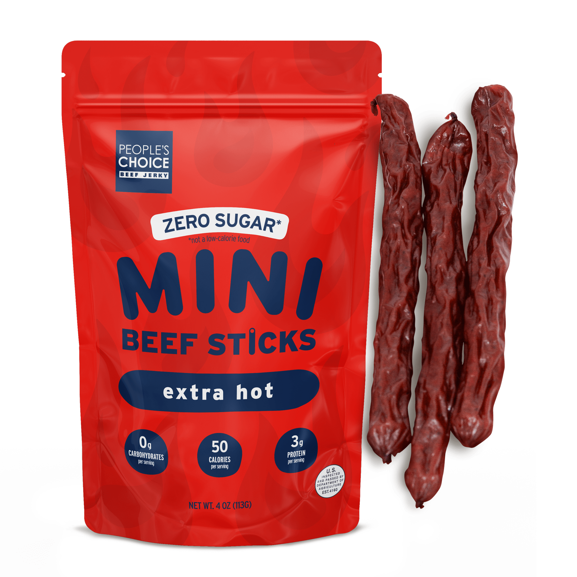 People's Choice Mini Beef Sticks Extra Hot