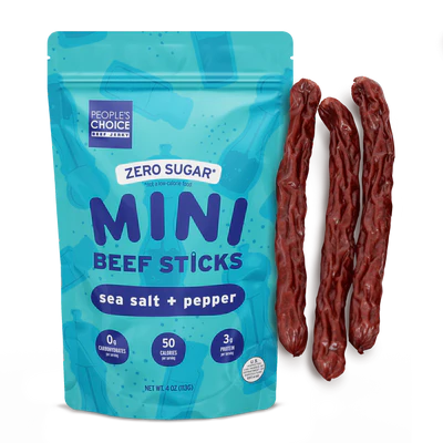 People's Choice Beef Jerky Mini Beef Sticks Sea Salt and Pepper