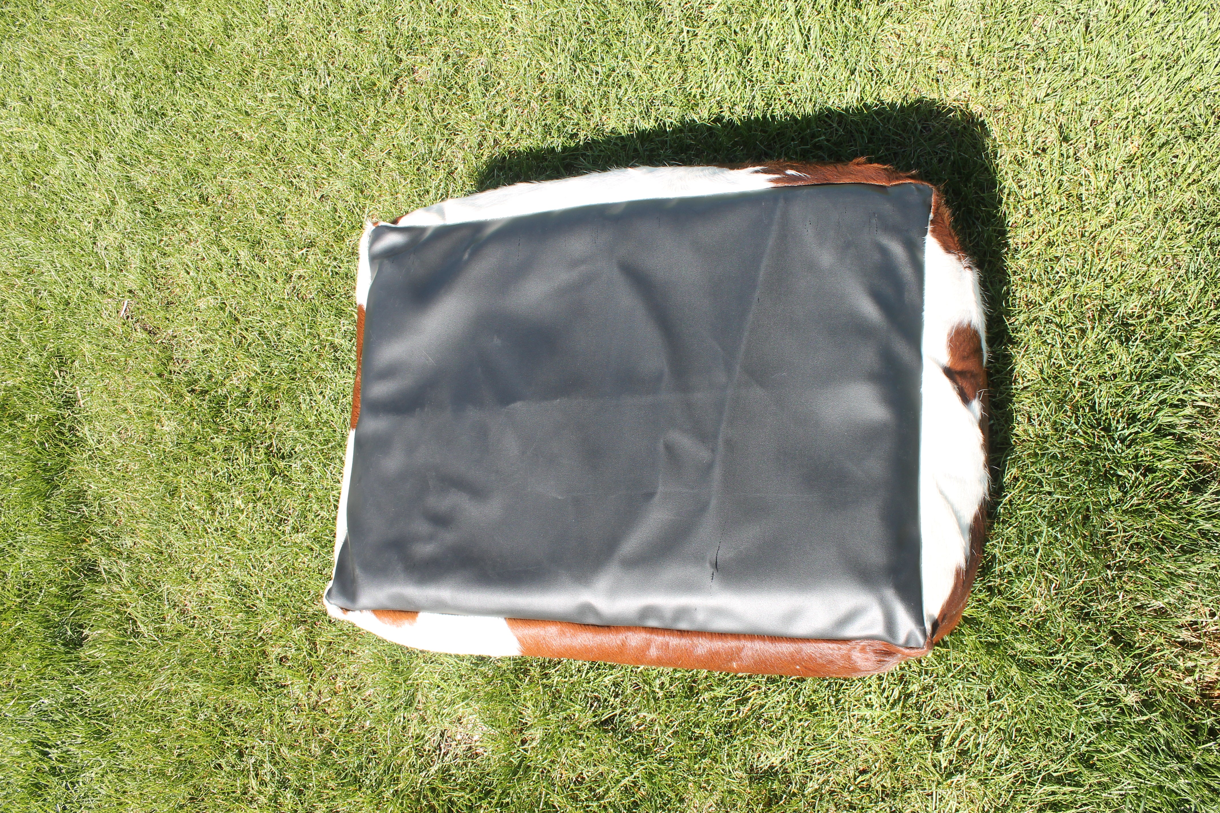 Brown and White Luxury Cowhide Pet Bed, Removable Washable Cushion