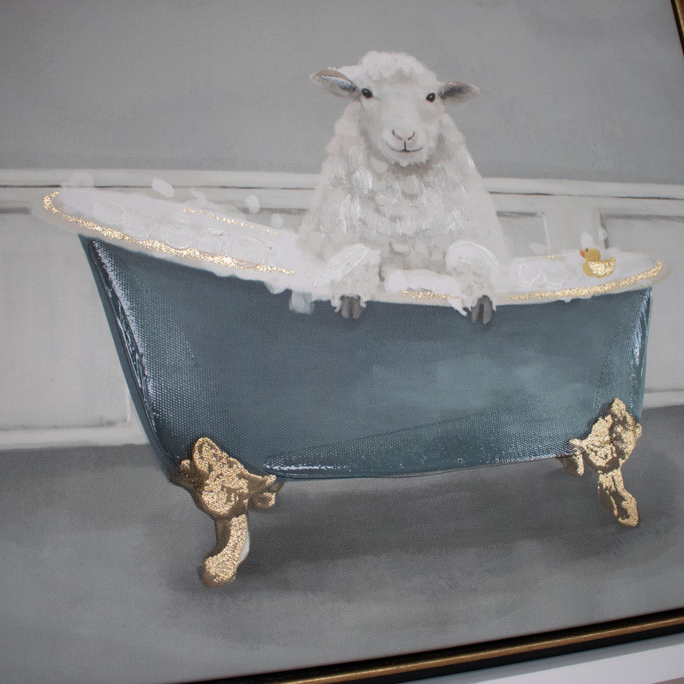 Sheep Having Bubble Bath Framed Art