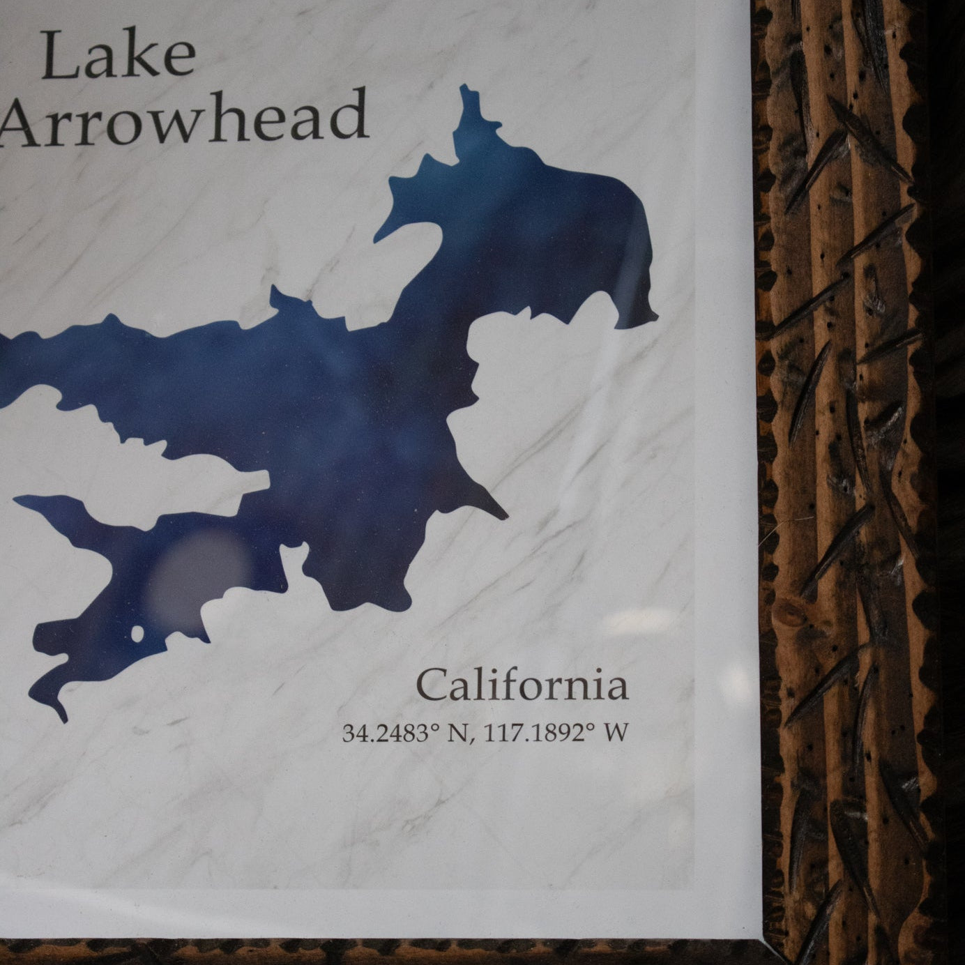 Lake Arrowhead CA Wall Art Print 11in x14in State & Map Coordinates