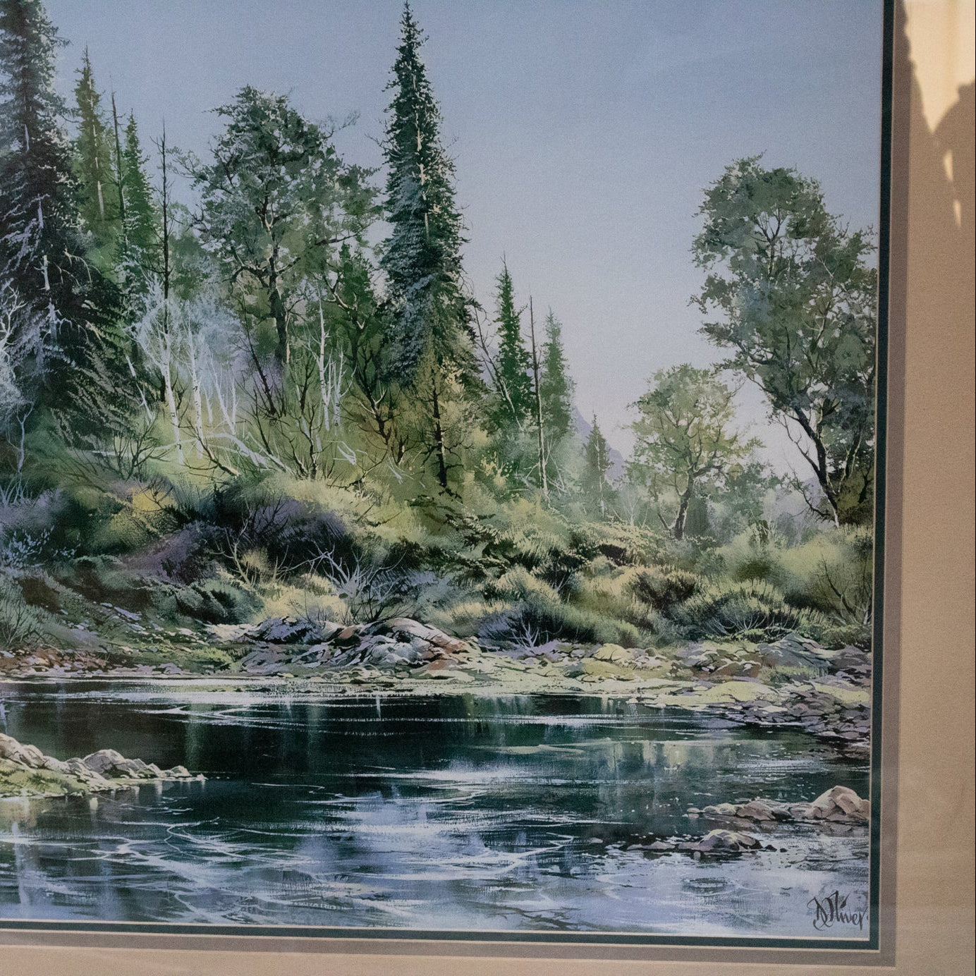 Printed copy of a Landscape Painting Signed By Artist River Douglas Oliver