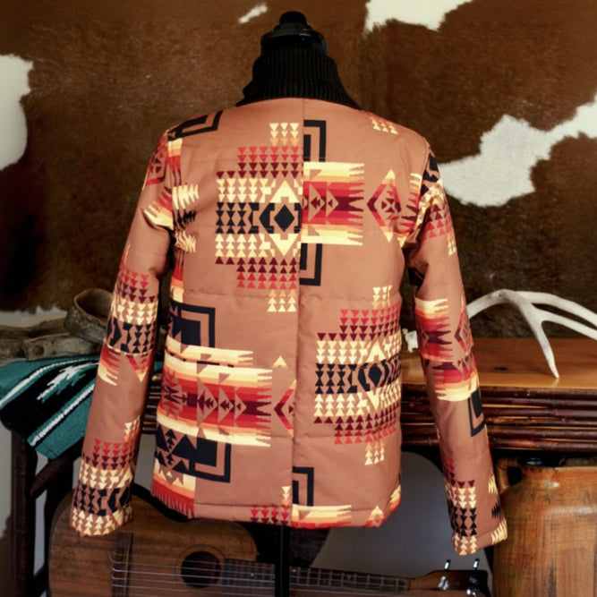 Pendleton Burnt Orange Snow Jacket Mesa Pattern Size Small