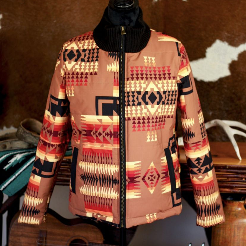 Pendleton Burnt Orange Snow Jacket Mesa Pattern Size Small