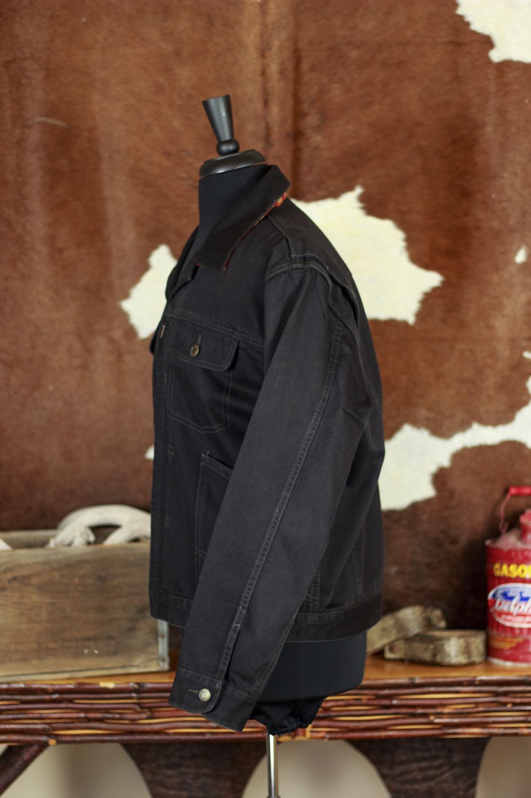 Pendleton Mens Jacket Size Large Black Zip Up Western Jean Style Coat
