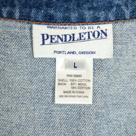 Pendleton Denim Jean Vest with with Native American Wool Accent Vintage