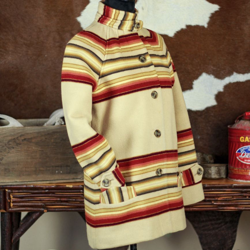 Pendleton Wool Coat Medium Striped Western Jacket Tan Archive 1929 Button Coat