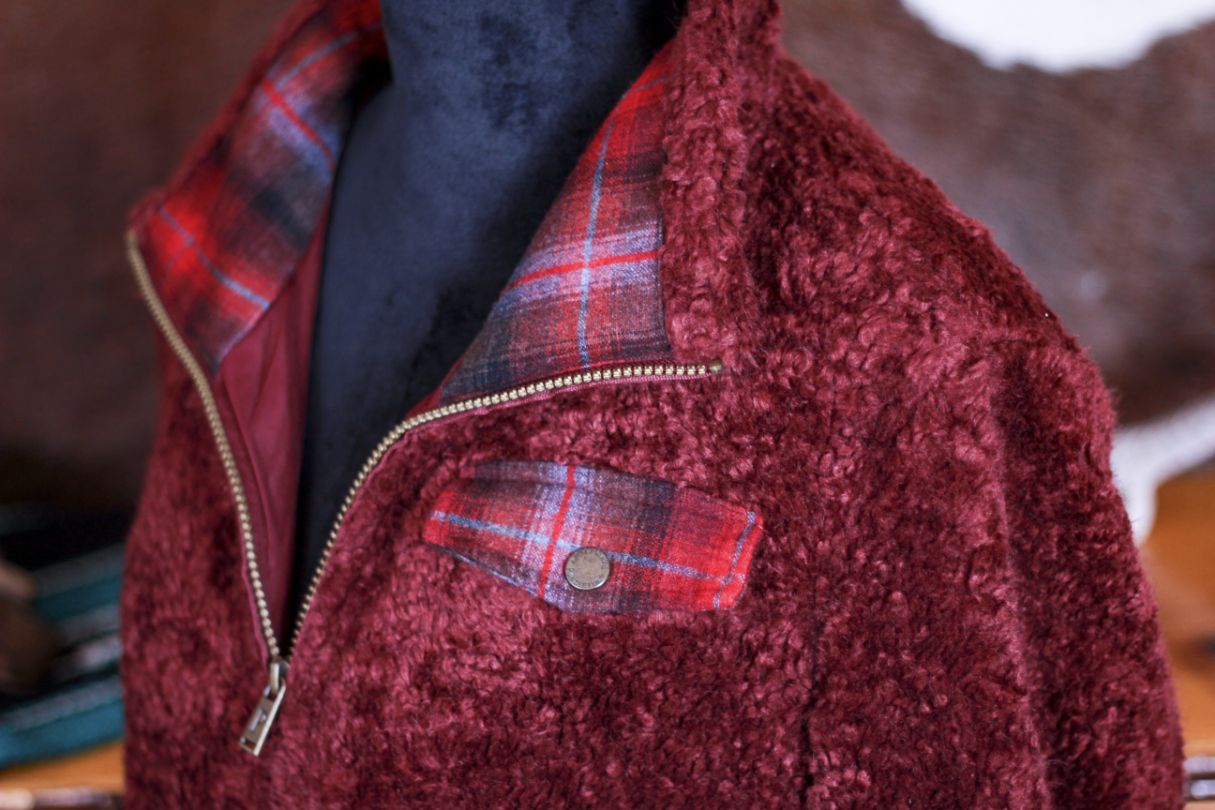 Pendleton Sherpa Jacket Large Fleece Zip Up Red Cozy Coat Plaid Collar Women