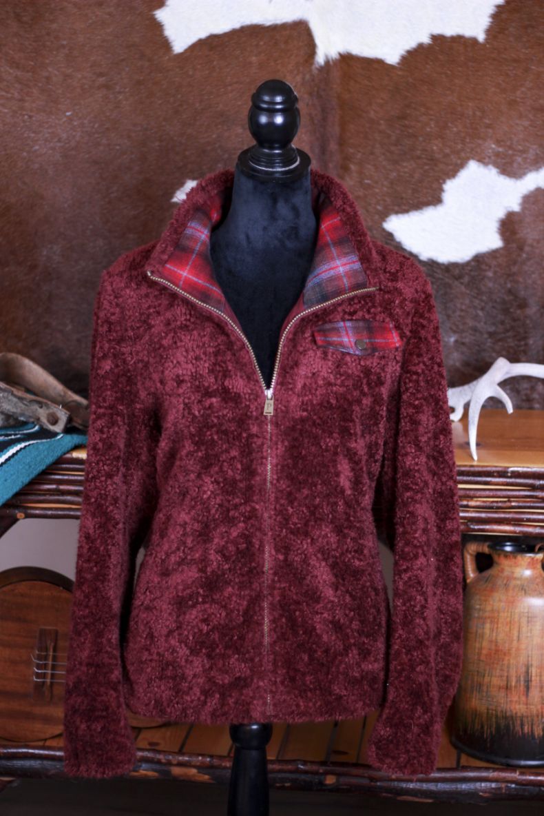 pendleton sherpa jacket large red fleece zip up cozy coat women
