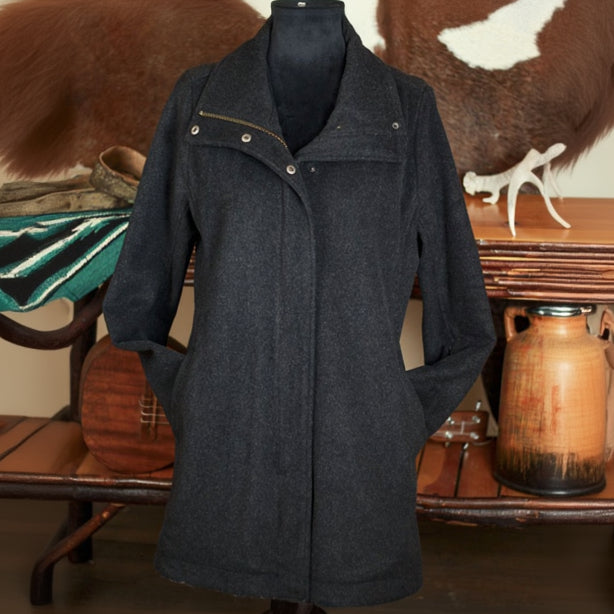 Pendleton 100% Grey Wool Pea Coat Long Womens Size Small