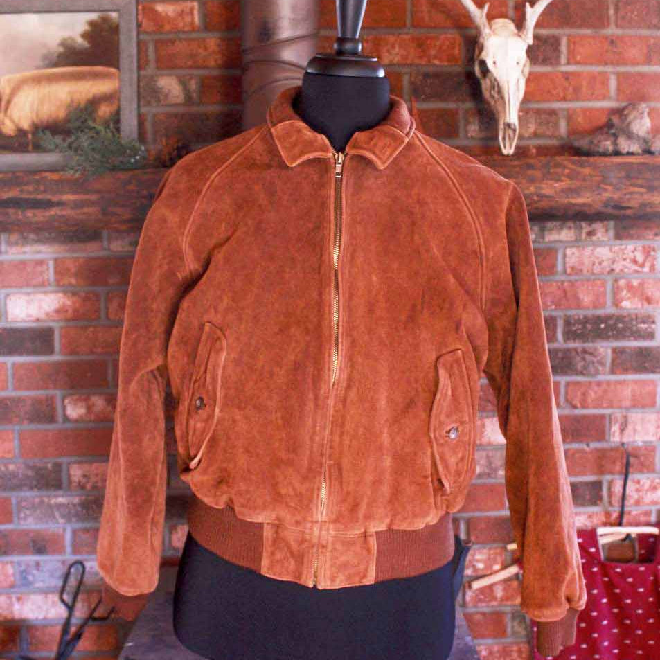 Ralph Lauren Polo Country Brown Vintage Plaid Lined Suede Leather Bomber Jacket Size Large