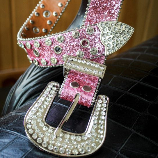 Studded Pink Rhinestone Belt