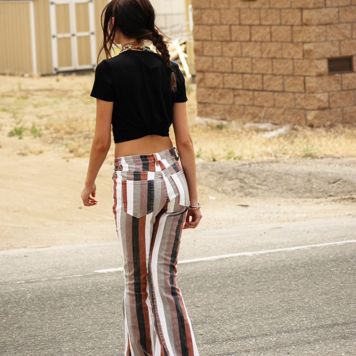 Altar'd State Striped Bell Bottom Jeans
