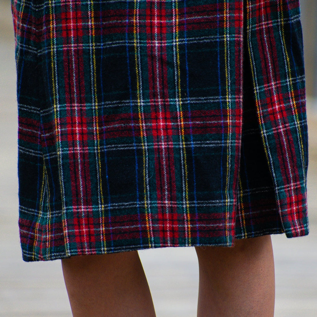 Handmade Vintage TARTAN Wool Skirt - HIgh Waist Front Pleat Size Small Waist 25" Waist - American Made in USA