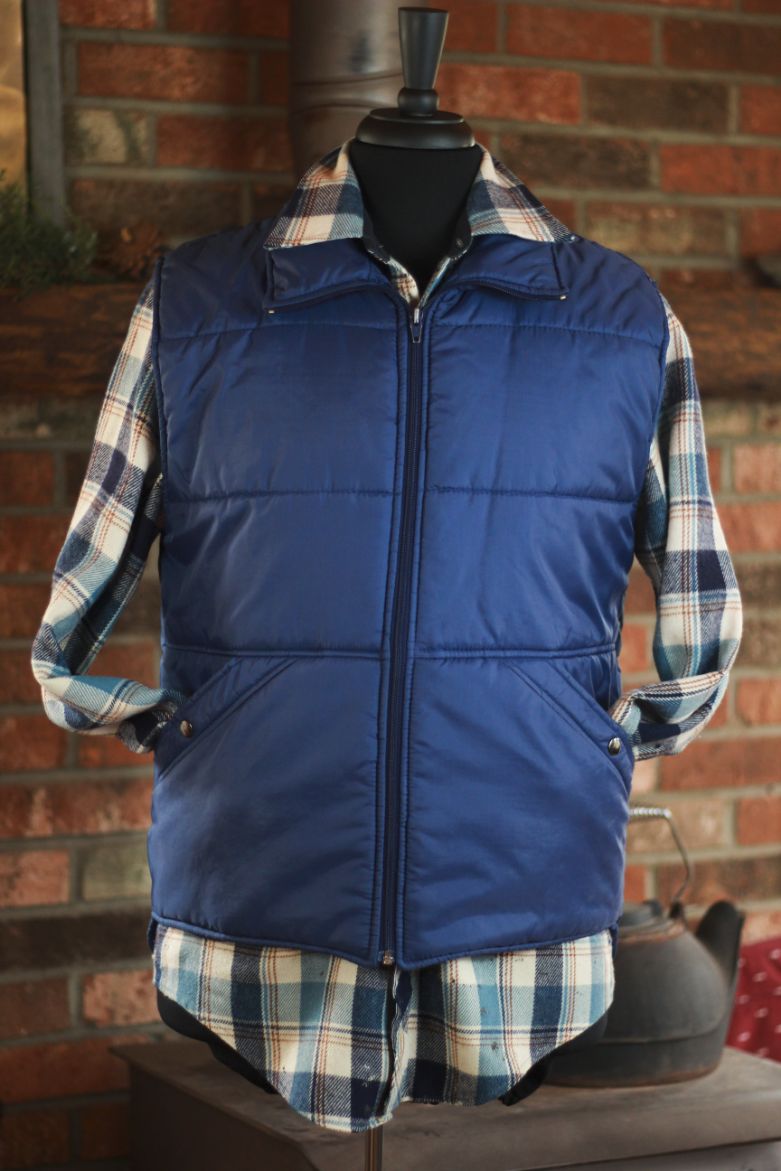 vintage snow peak blue puffer vest mens medium made in korea