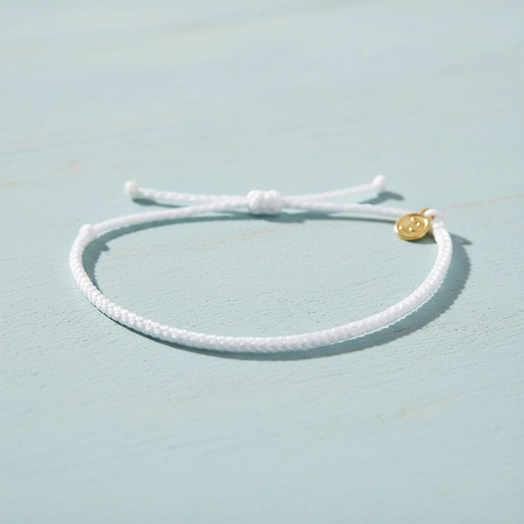 Pura Vida Mini White Braided Jute Cord Bracelet