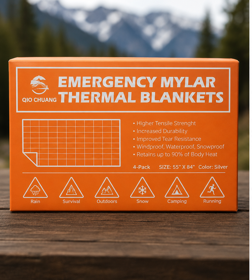 Emergency Mylar Thermal Blankets – 4 Pack (55" x 84")