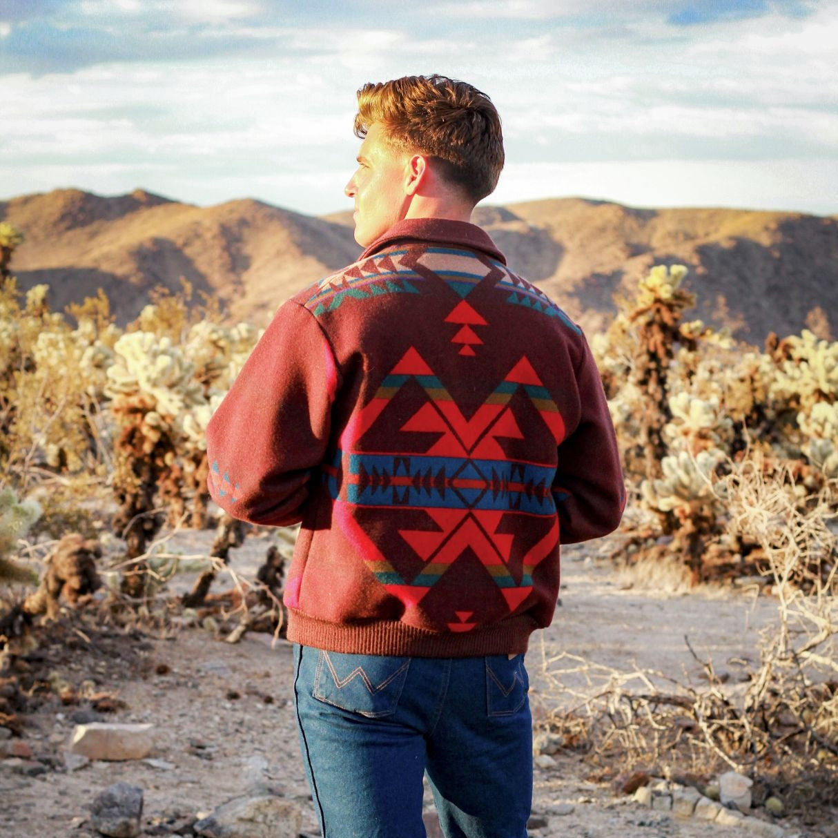 pendleton western wool jacket medium brown aztec made in usa zip coat