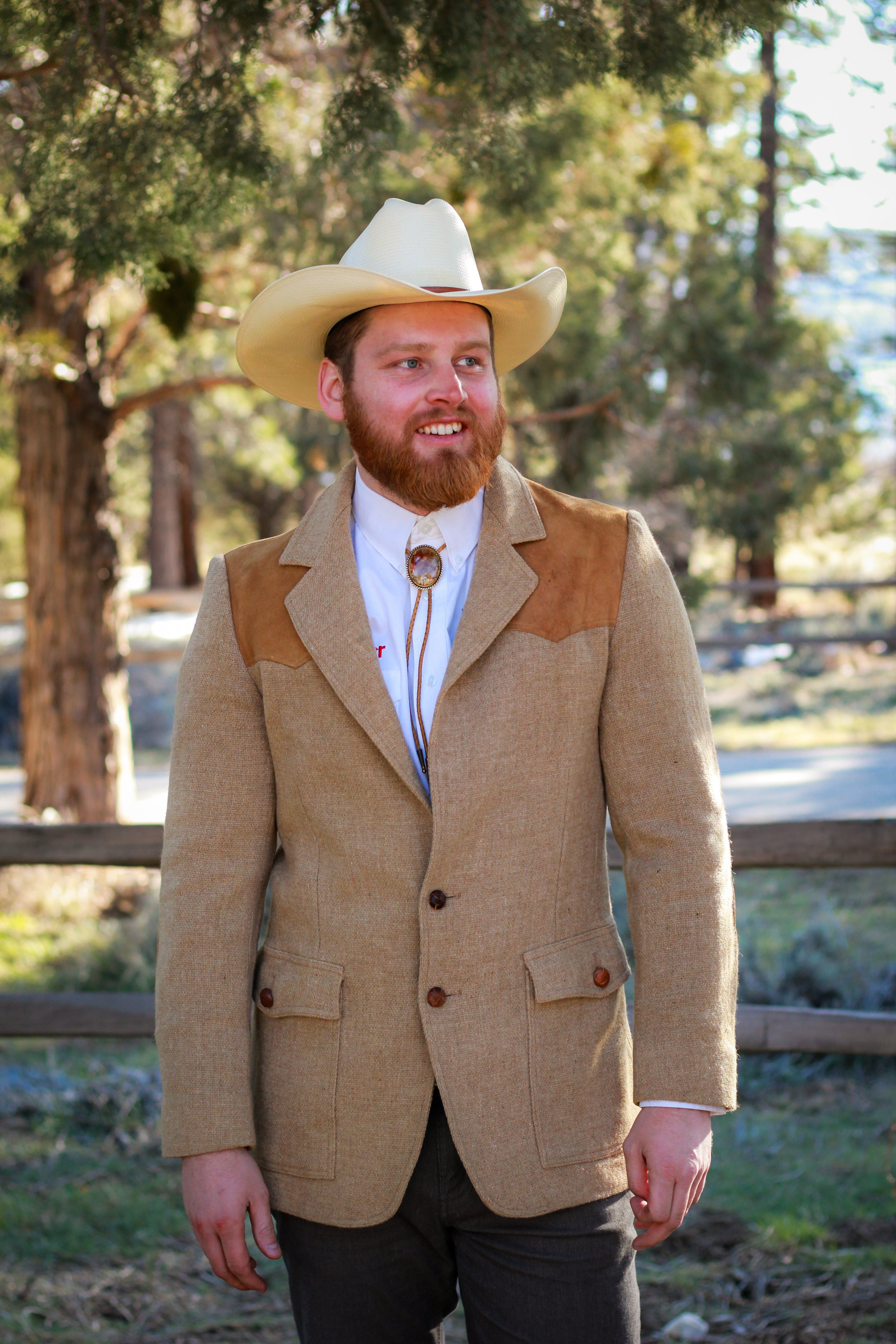 Pendleton Western Blazer 42 Long Made in USA 100% Wool Suede Trim Cowboy Jacket