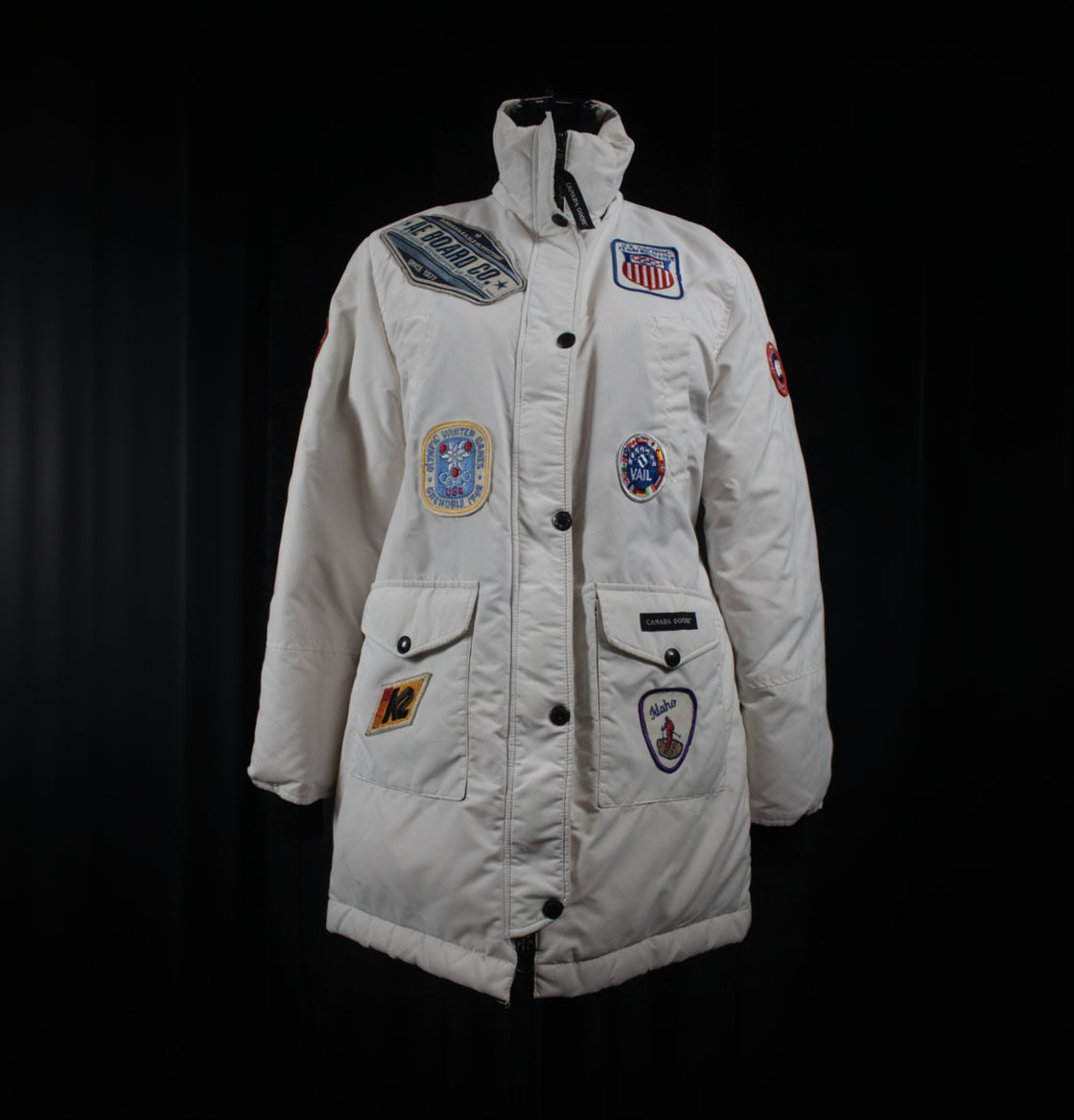 canada goose white arctic program patch parka olympic jacket small
