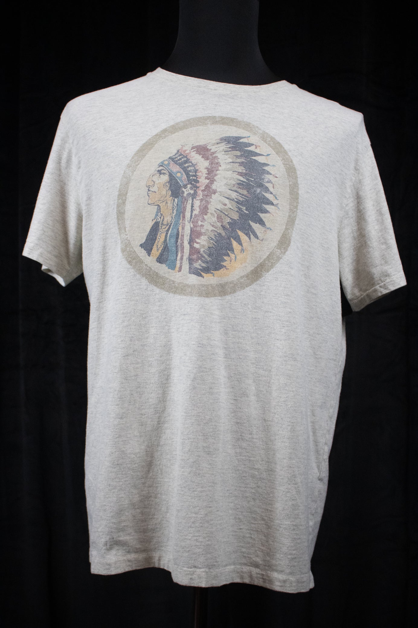 ralph lauren grey graphic t shirt feather headdress mens large
