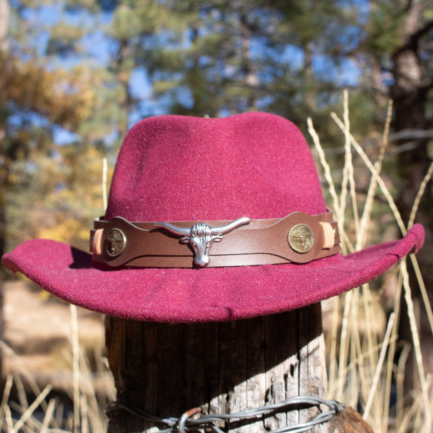 Bull Head Belt Western Cowboy Hat Felt