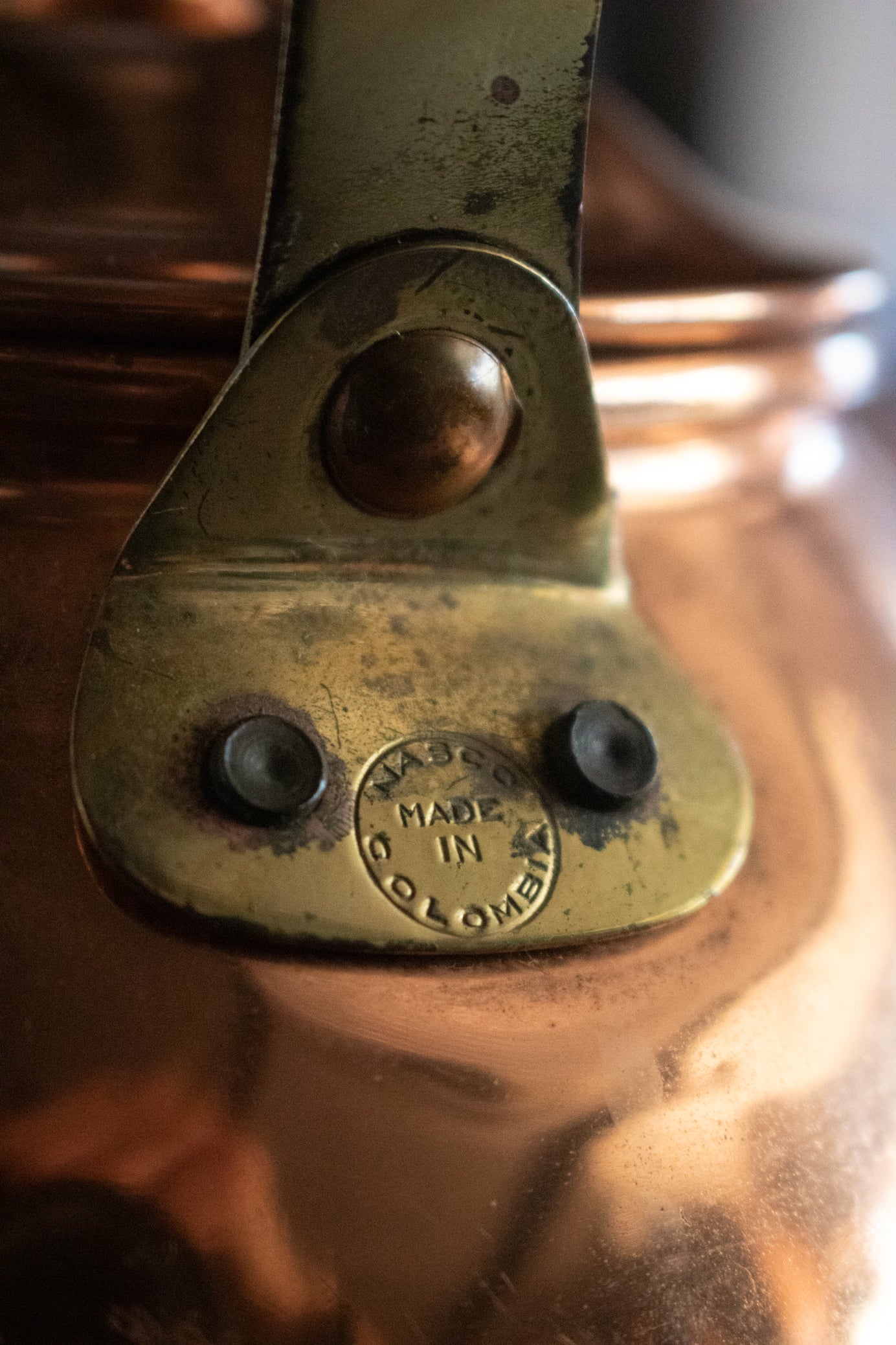 Vintage NASCO Copper Tea Kettle Made in Colombia Rustic Stovetop Kettle 9" Tall