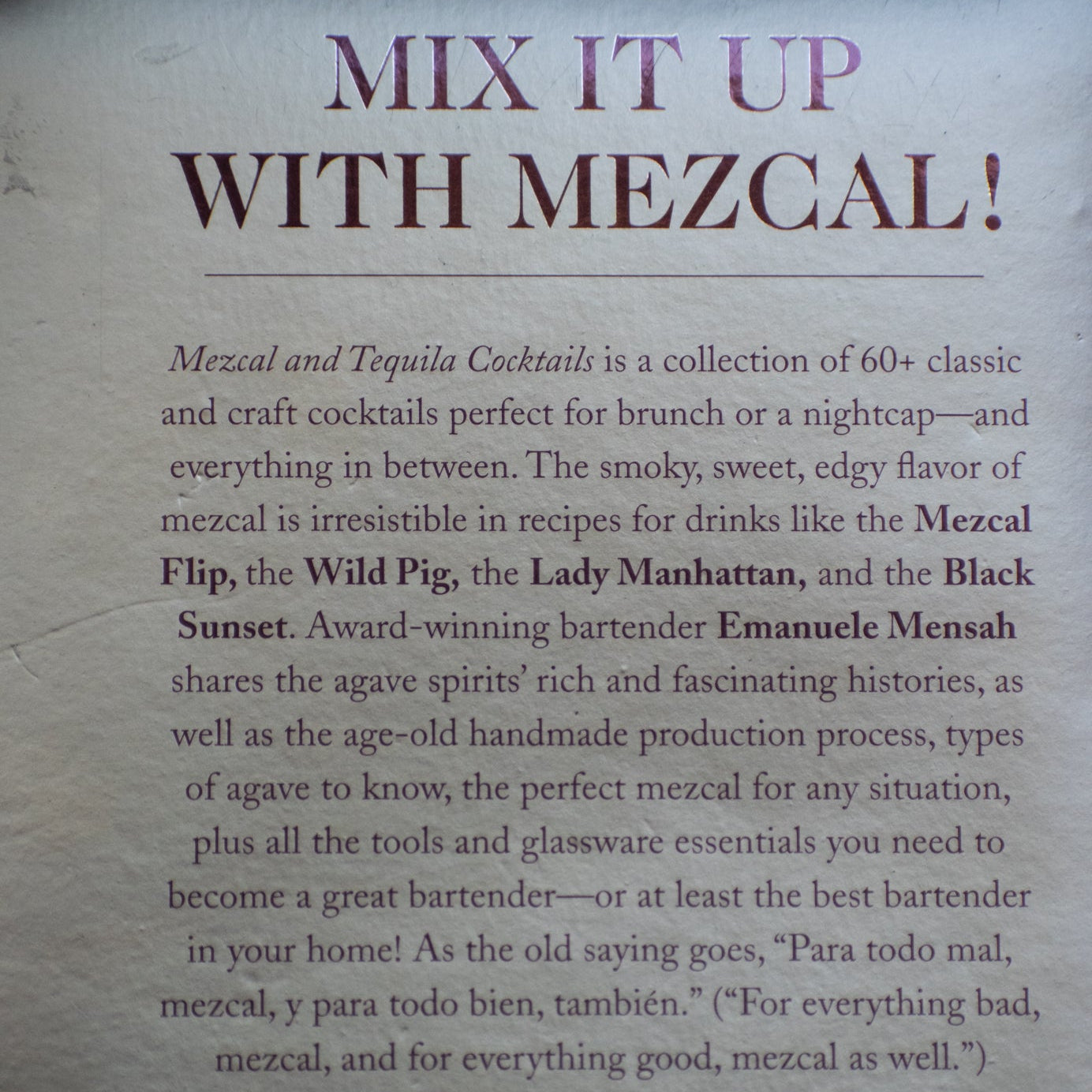 Cocktail Collection of Mezcal and Tequila Cocktail Hardcover Book Author - Emanuele Mensah