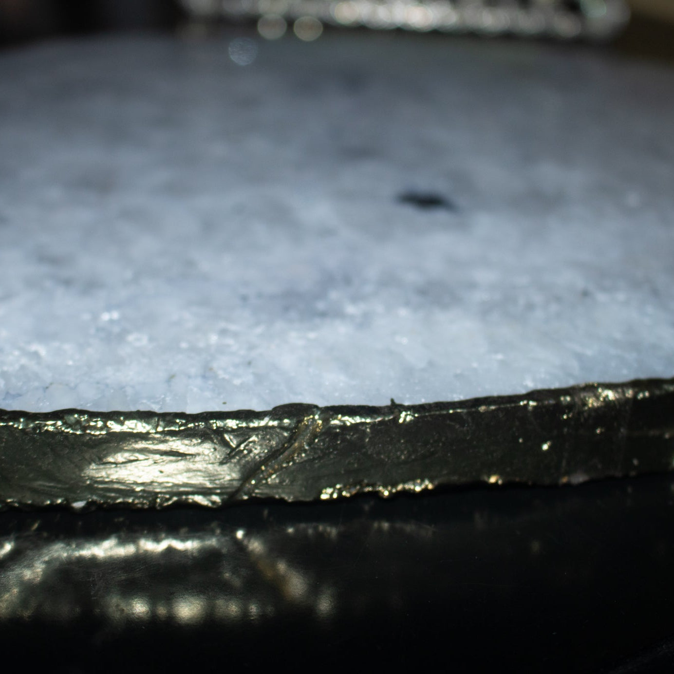 Bright White Agate Stone Tray for Ornamental Display with Gold Rim