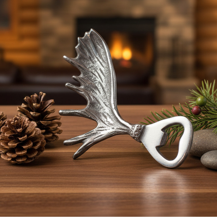 Chrome Moose Antler Bottle Opener