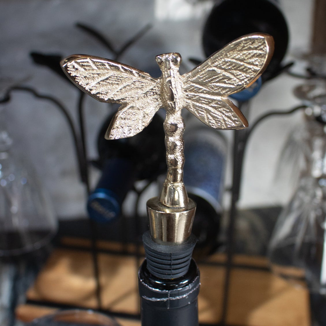 I am Bottle Stopper Cast Aluminum dragonfly