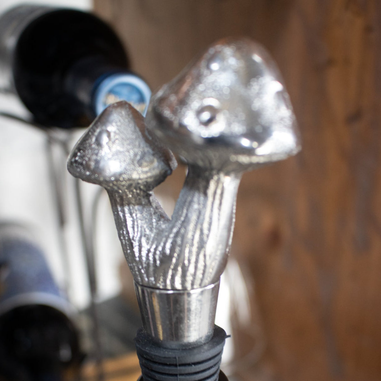 I am Wine Bottle Stopper Cast Aluminum Mushrooms