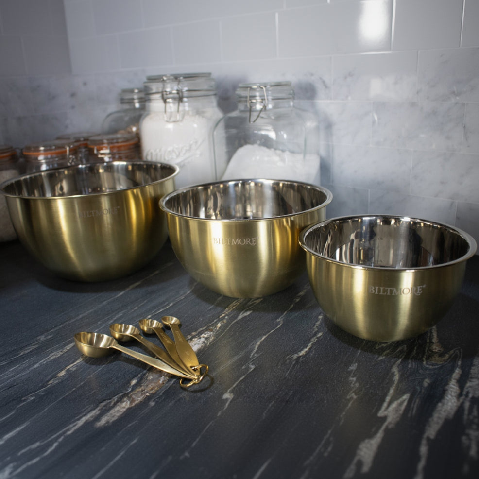 Biltmore Gold PVD Coated Stainless Steel Mixing Bowls-Set of 3