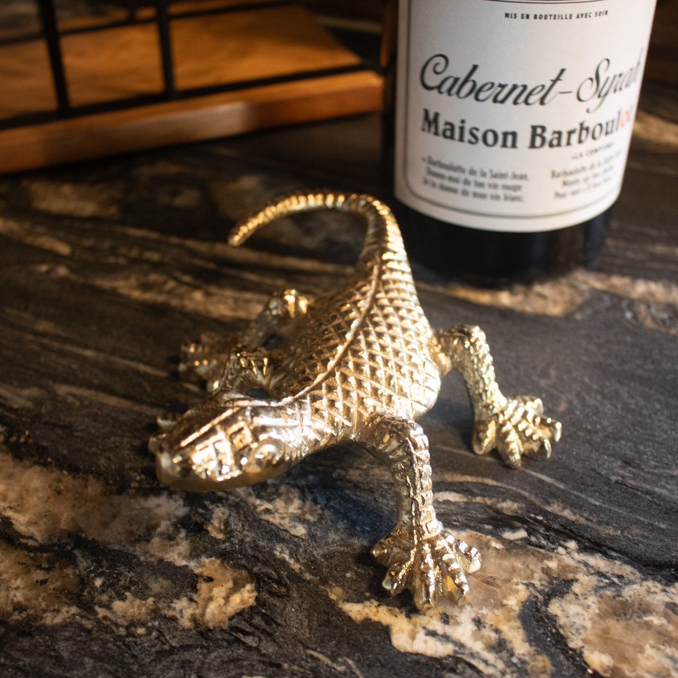 "I am" Bottle Opener Cast Aluminum Lizard