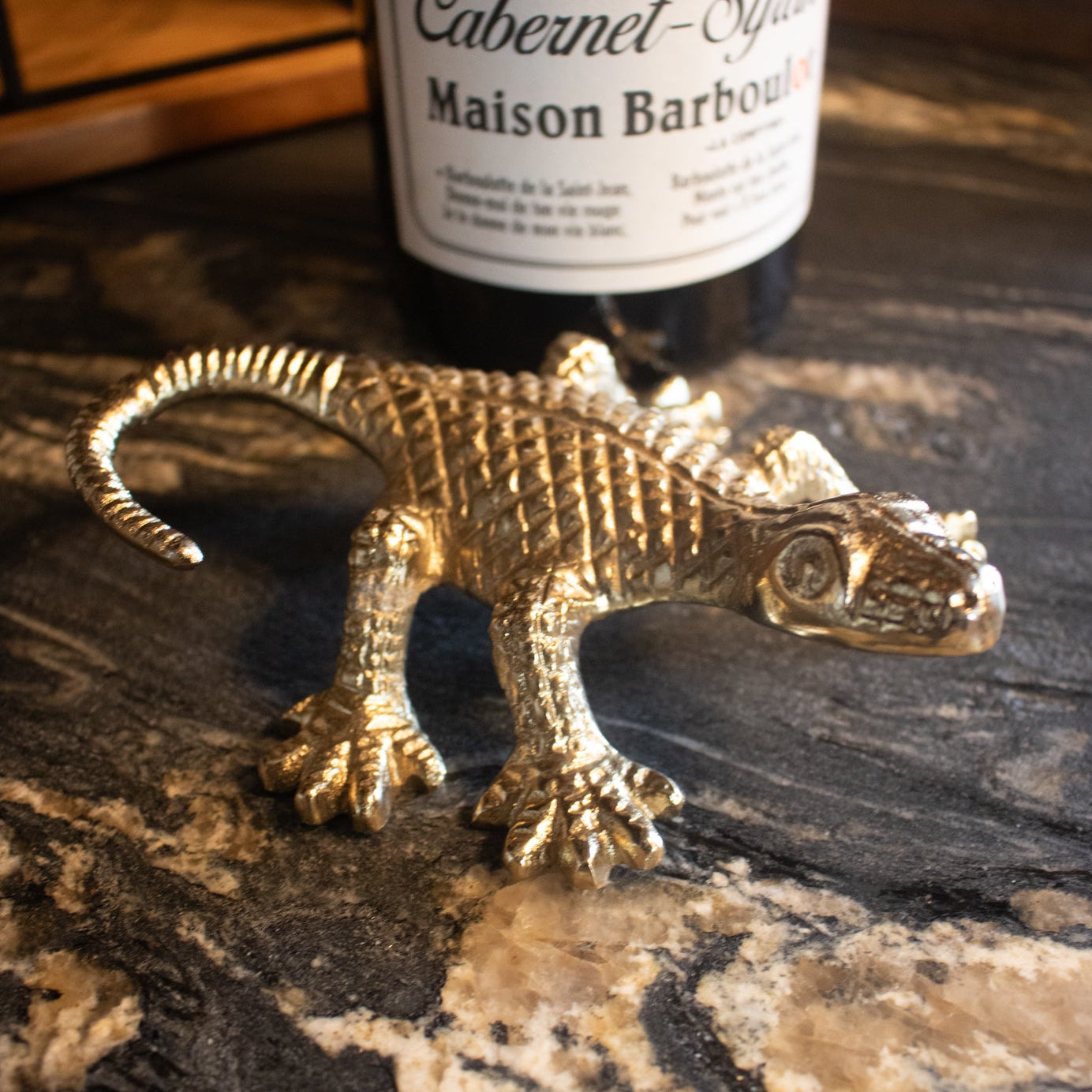 "I am" Bottle Opener Cast Aluminum Lizard