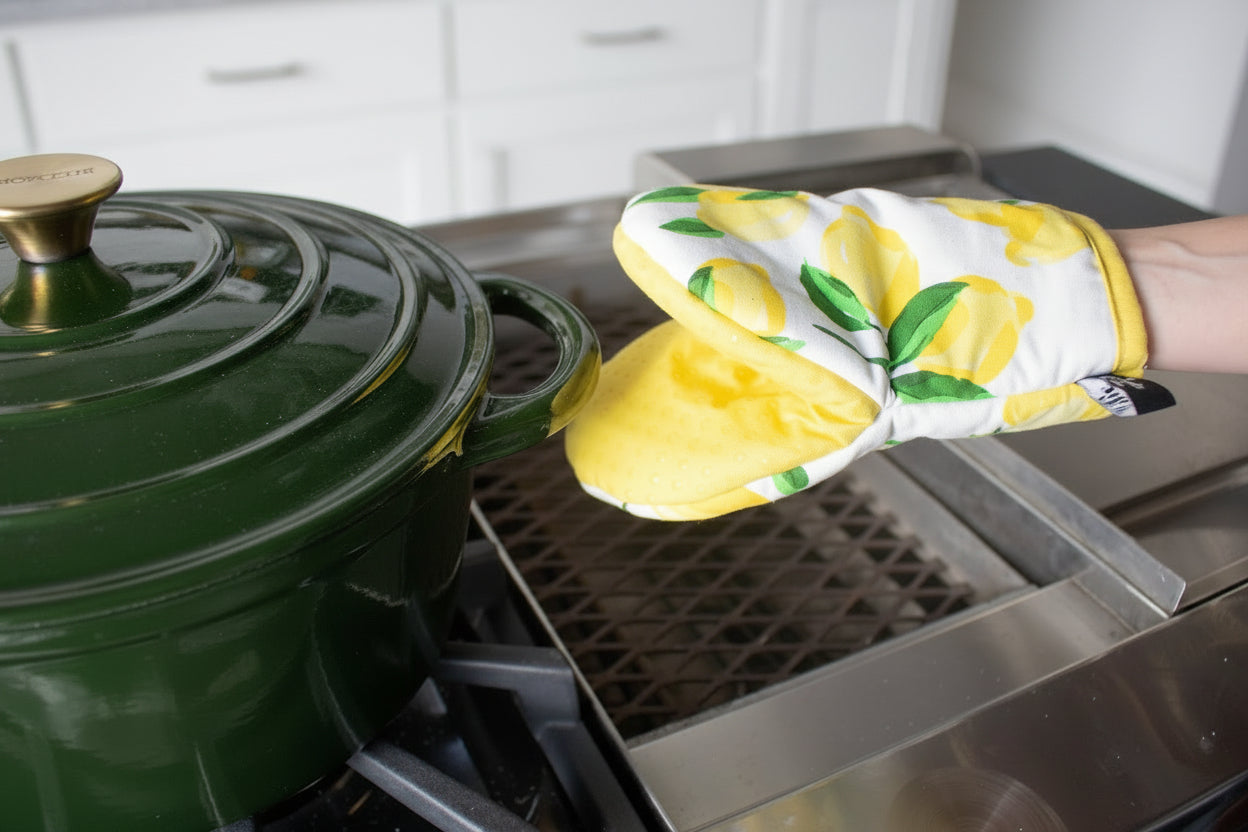 Kate Spade Lemon Print Kitchen Towel and Mini Oven Mitt Set