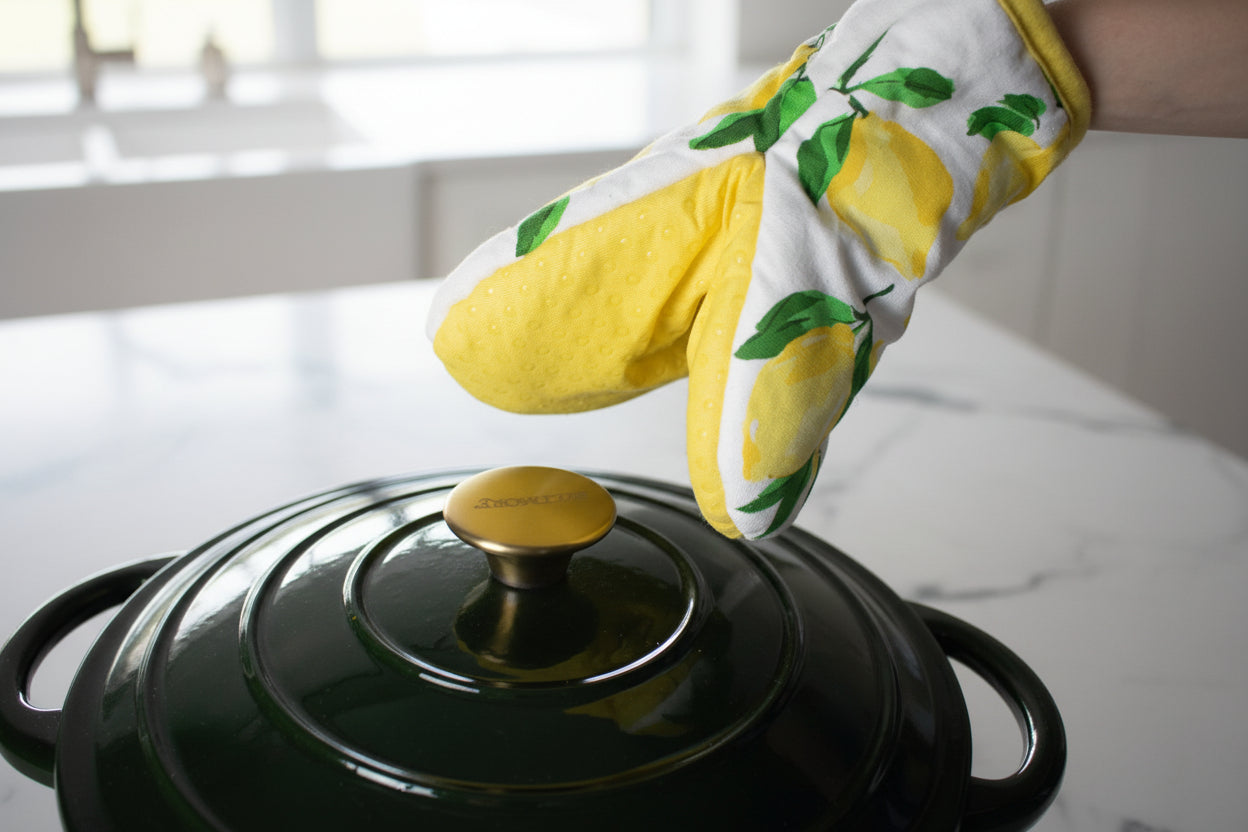 Kate Spade Lemon Print Kitchen Towel and Mini Oven Mitt Set
