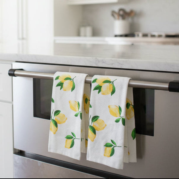 Kate Spade Lemon Print Kitchen Towel and Mini Oven Mitt Set