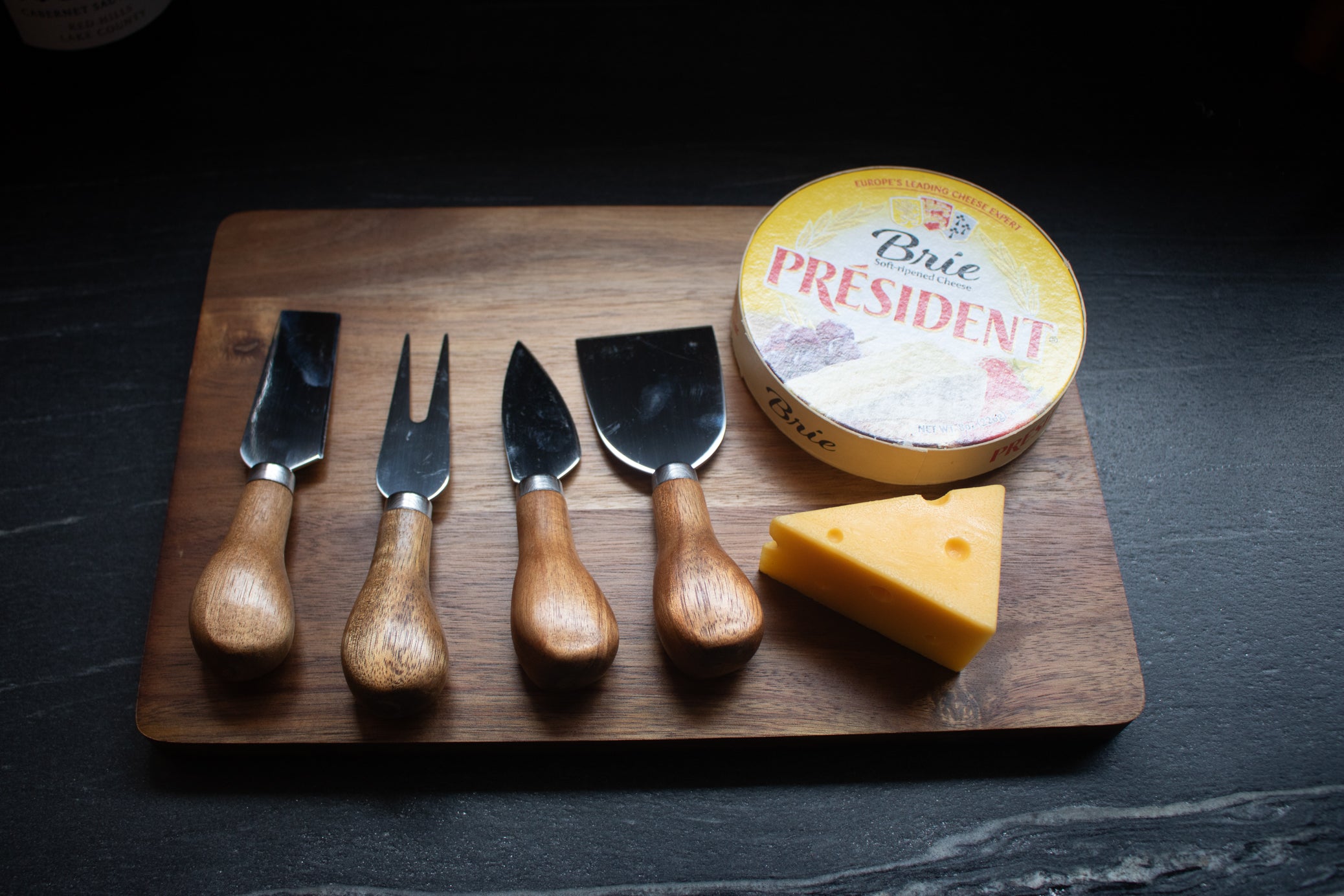 Acacia Cheese Board with Matching Wooden Knife Set
