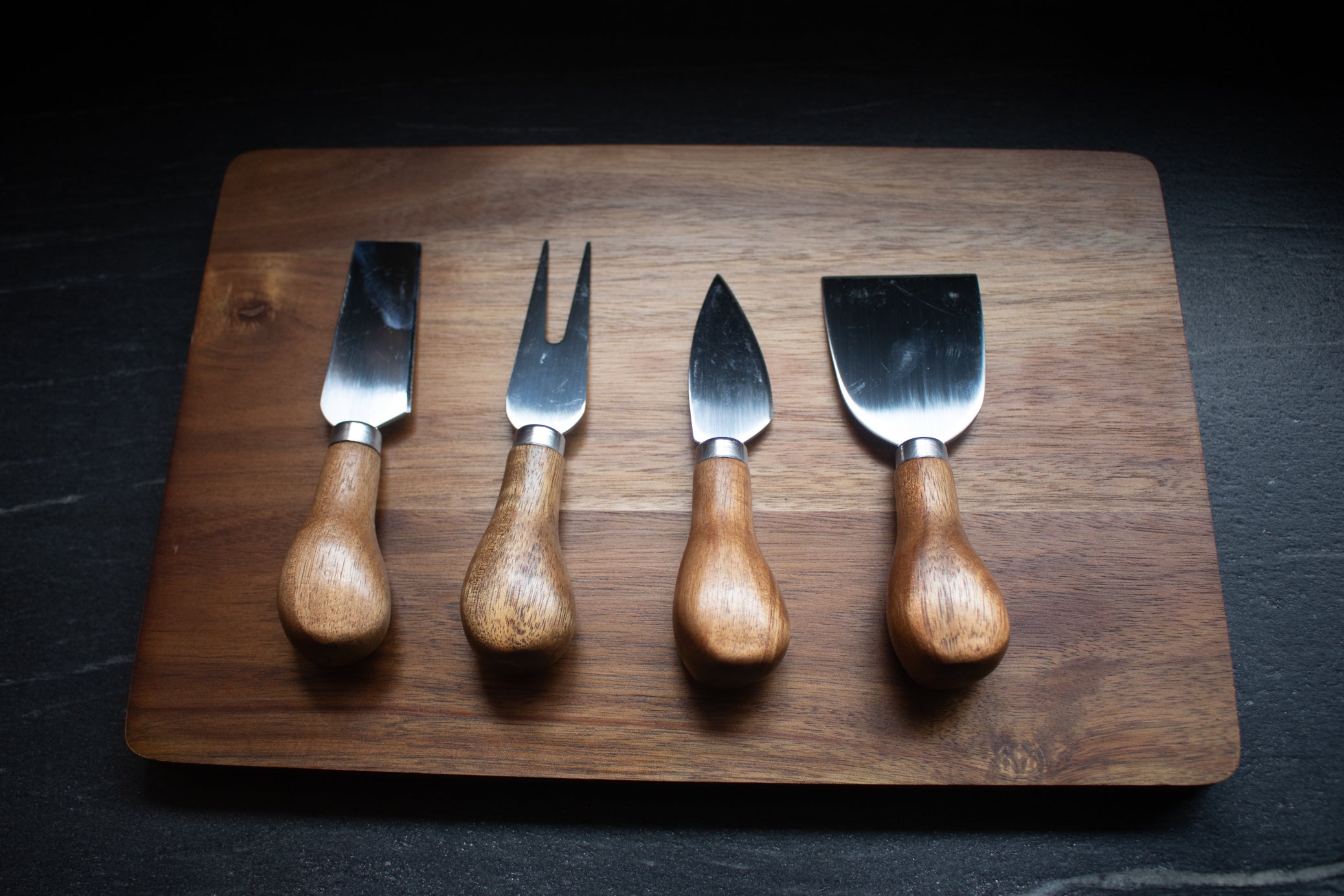 Acacia Cheese Board with Matching Wooden Knife Set