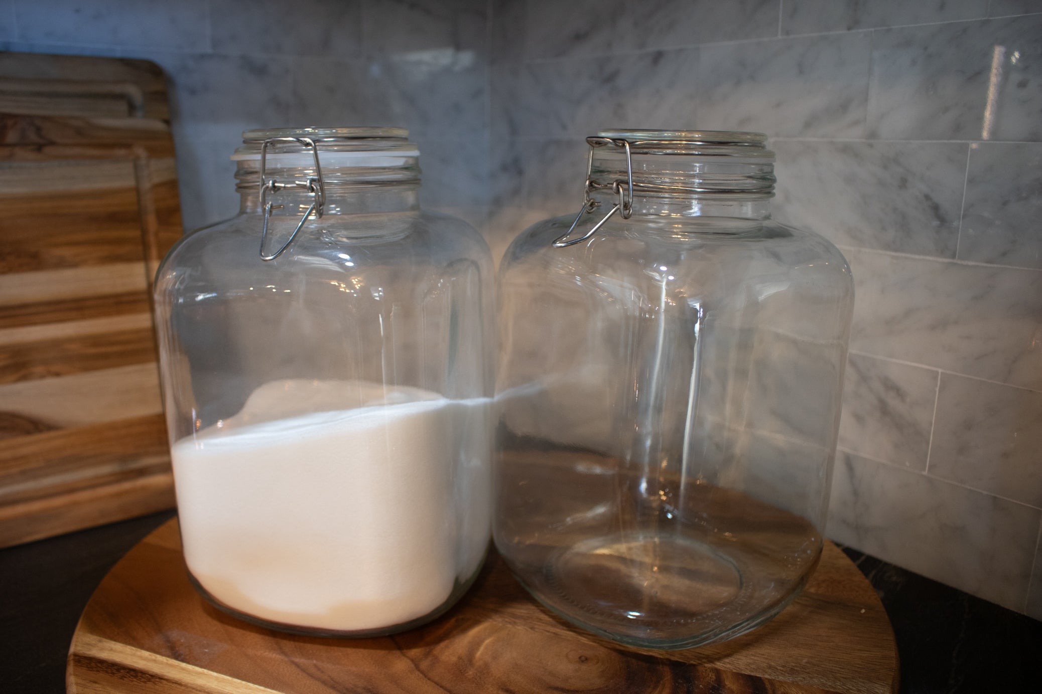 Large Wide Square Storage Jar with Clasp Closure