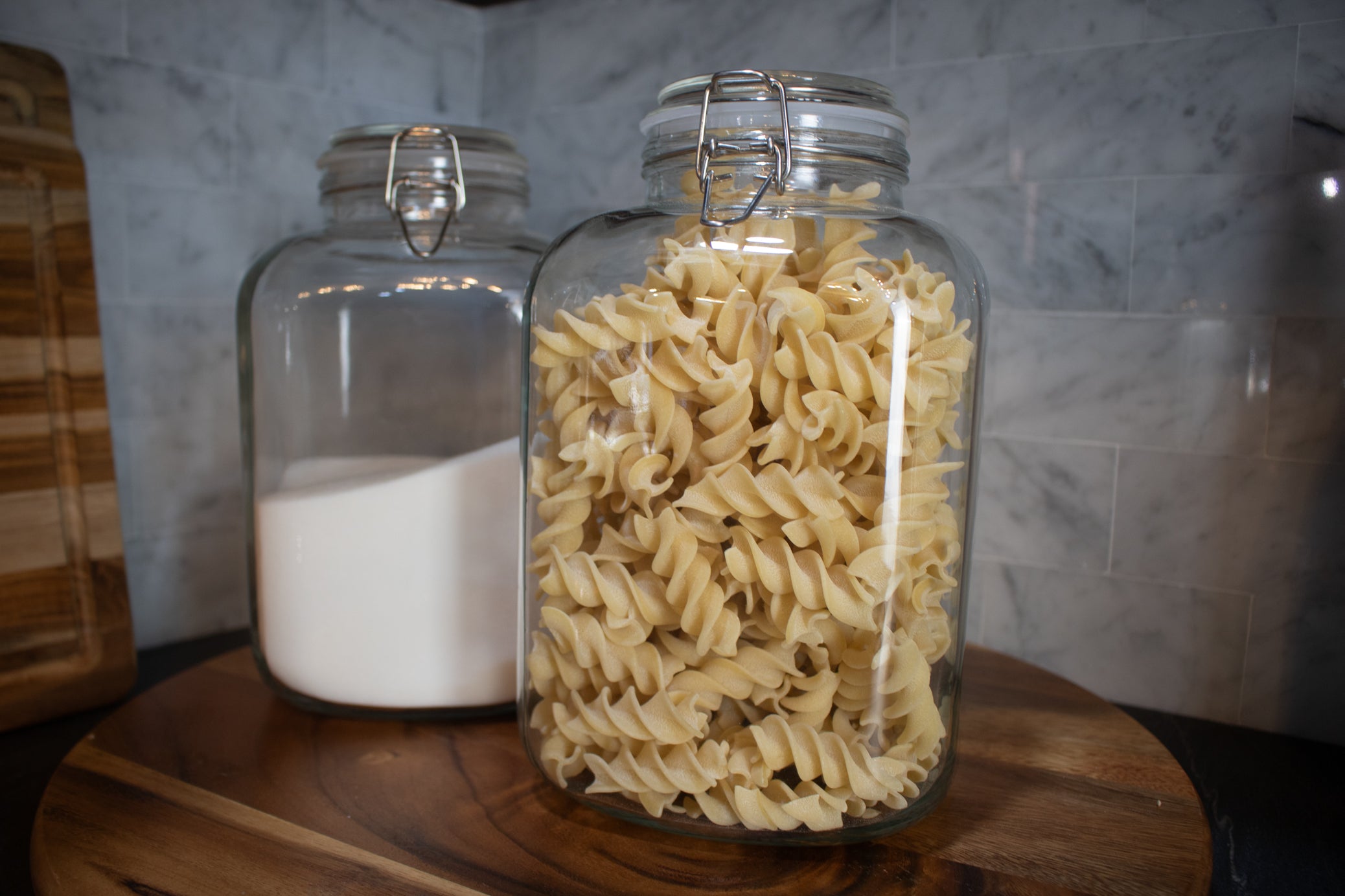 Large Wide Square Storage Jar with Clasp Closure